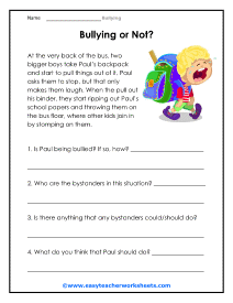 Bullying or Not Worksheet