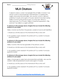 Citing Sources Worksheets