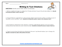 In Text Citations Worksheet