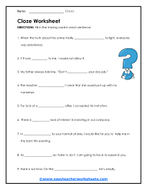 Cloze Worksheets
