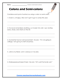 Pairs of Sentences Worksheet