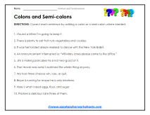 Colons and Semi-colons Worksheet