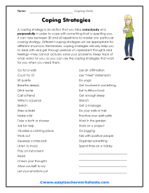 Free Coping Skills Worksheets