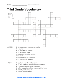 3rd Grade Crossword