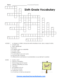 6th Grade Crossword