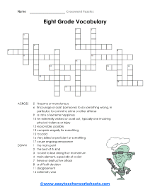 8th Grade Crossword