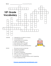 10th Grade Crossword