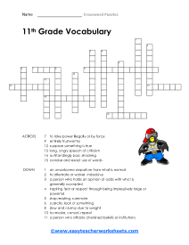 11th Grade Crossword