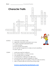Character Traits Crossword