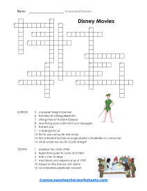 Disney Movie Crossword