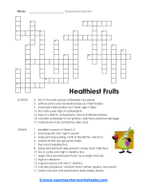 Healthiest Fruits Crossword