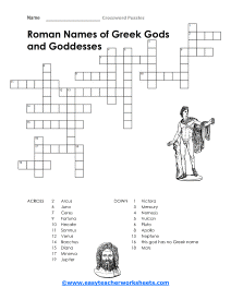 Roman Names for Gods and Goddesses Crossword