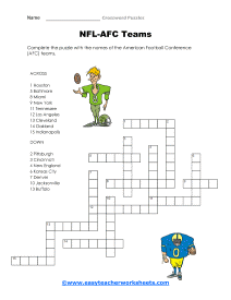 NFL - AFC Teams Crossword