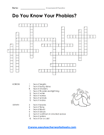 Phobias Crossword