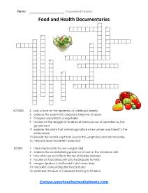 Food and Health Crossword