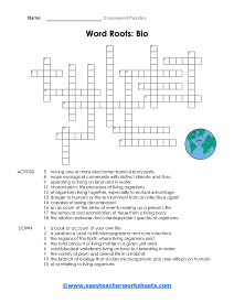 Root Words with Bio Crossword