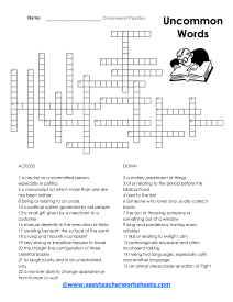 Uncommon Words Crossword