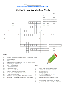 Middle School Crossword