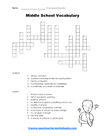 Middle School Crossword #3