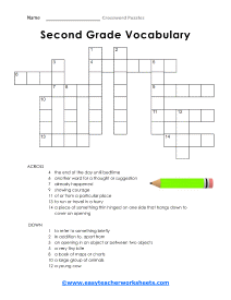2nd Grade Crossword