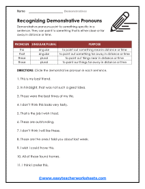 Recognizing Worksheet