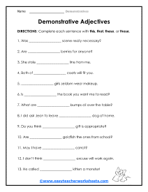 My Adjectives Worksheet