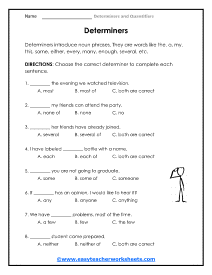 determiners homework year 5