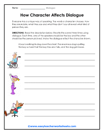 How Characters Affects Each Other Worksheet