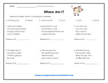 Where Am I Worksheet