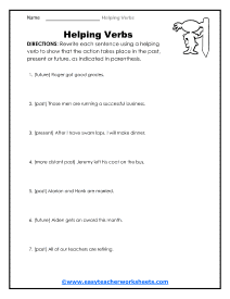 Rewriting Sentences Worksheet