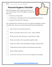 Personal Hygiene Checklist