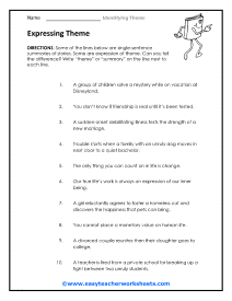 Expressing Theme Worksheet