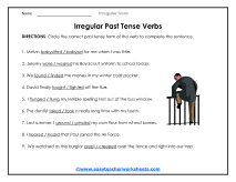 Irregular Past Tense Worksheet