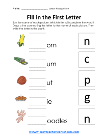 First Letter Worksheet