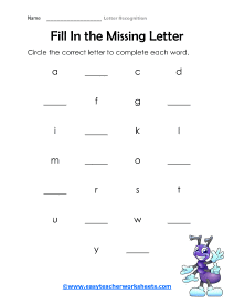 Complete the Words Worksheet