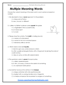 Practice Double Meanings Worksheet - Learning Worksheet With Check