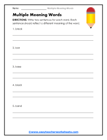 Two Sentences Worksheet