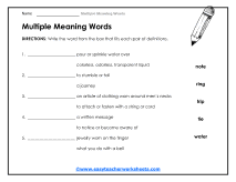 Practice Double Meanings Worksheet - Learning Worksheet With Check