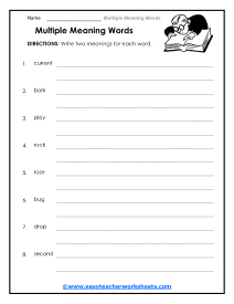 Double Meaning Worksheet