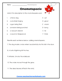 Matching and Sentence Rewrites Worksheet