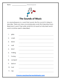 Sounds of Music Worksheet
