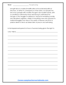 paraphrasing worksheets 4th grade pdf