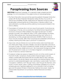 paraphrasing and summarizing worksheet pdf