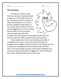 The Ferocious Lion Worksheet