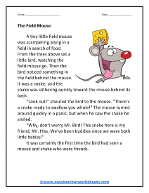 Field Mouse Worksheet