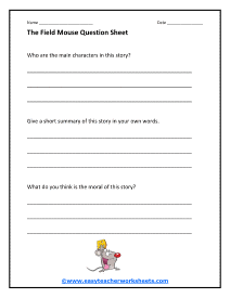 Field Mouse Question Worksheet