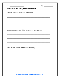 Morale of the Story Question Worksheet