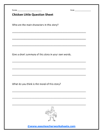 Chicken Little Question Worksheet