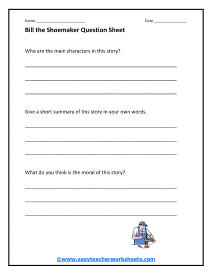 Bill the Shoemaker Question Worksheet