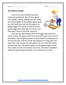 The Geese Family Worksheet